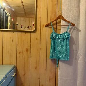 3 FOR‎ $15 DEAL / Y2K Aeropostale Teal Polkadot Cami Top Size Small - PVBUNDLE